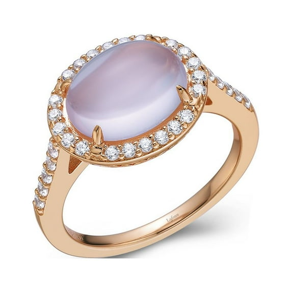 Lafonn Aria Sterling Silver Rose Gold Plated Rose Quartz Ring