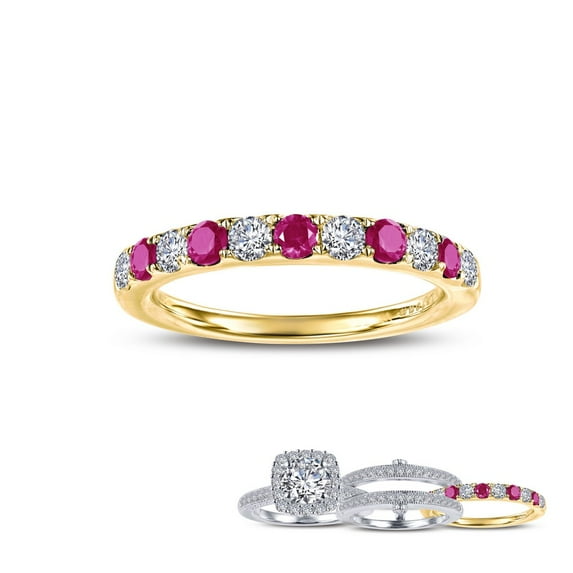 Lafonn Birthstone Sterling Silver Gold Plated July Ring (0.51cts CTTW)