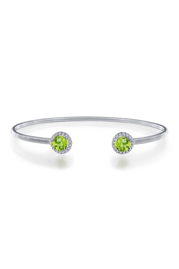 Birthstone Sterling Silver Platinum Plated Lassire AUGUST Bracelet (Appx 1.26 ctw Peridot Appx 0.92 ctw)