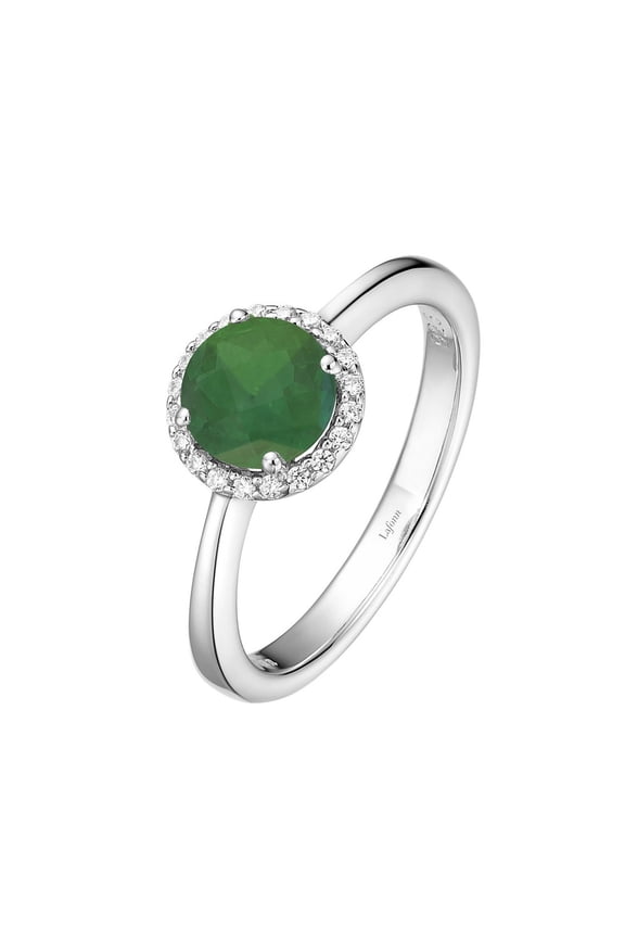Birthstone Sterling Silver Platinum Plated Lassire MAY Ring (1.05 cttw)