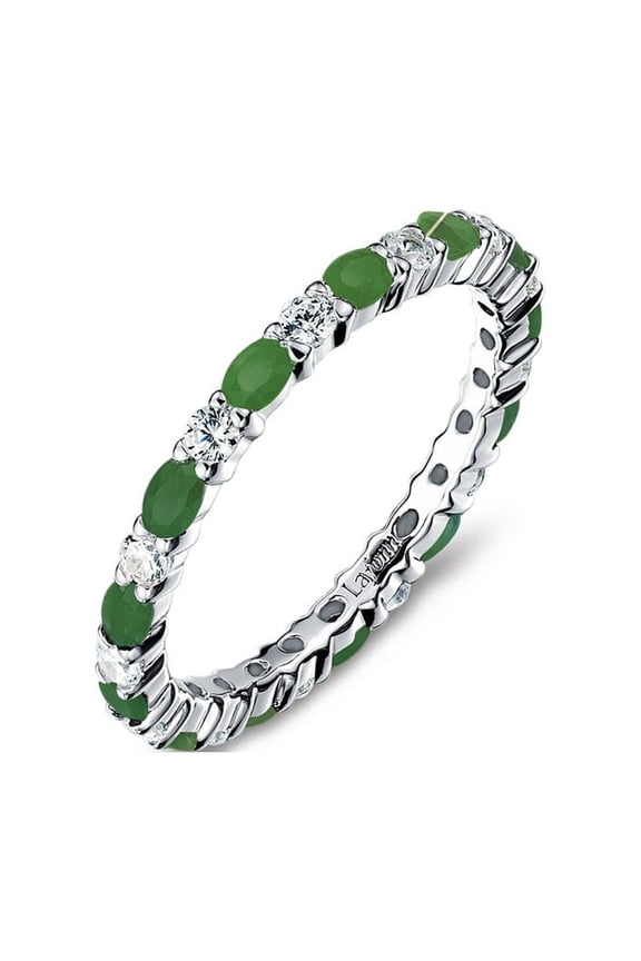 Birthstone Sterling Silver Platinum Plated Lassire MAY Ring (2.34 CTTW)