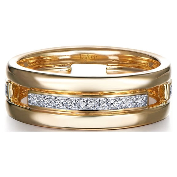 Lafonn Classic Sterling Silver 2 Tone Plated Simulated Diamond Rings 0.3 (0.3 CTTW)