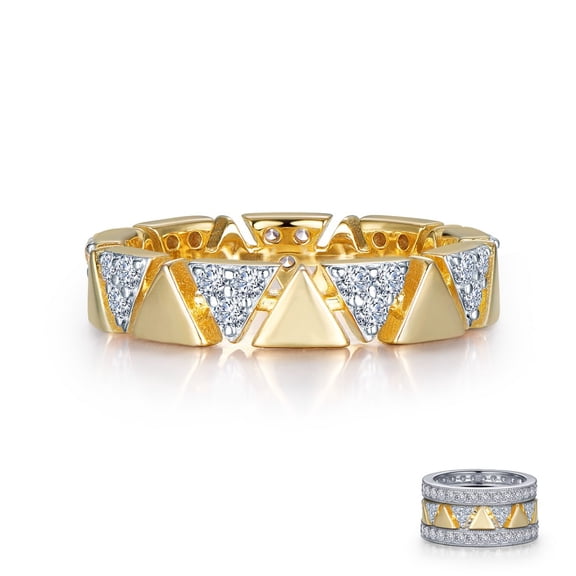 Lafonn Classic Sterling Silver 2 Tone Plated Simulated Diamond Rings 0.54 (0.54 CTTW)