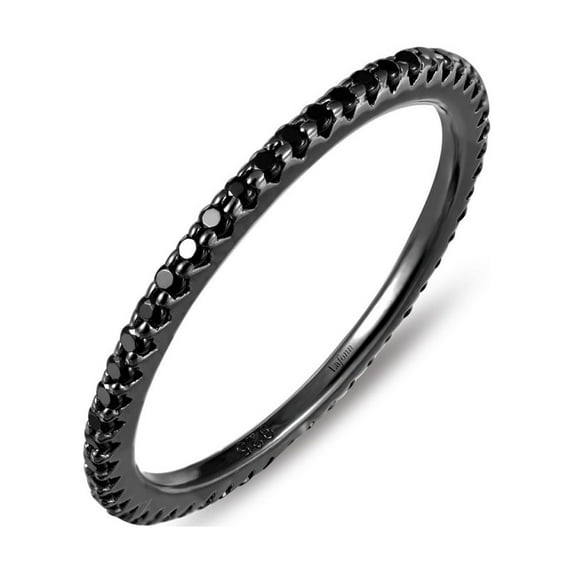 Lafonn Classic Sterling Silver Black Rhodium Plated Black Ring (0.58 CTTW)