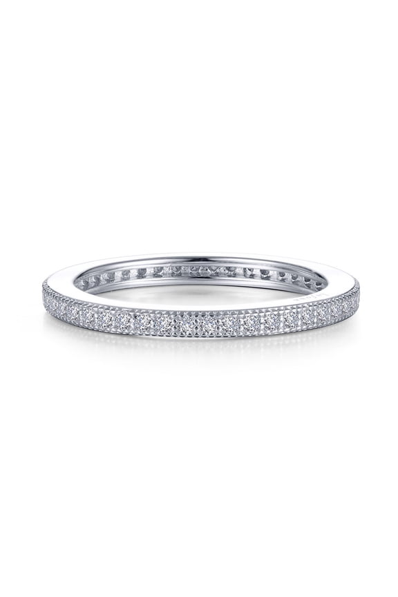 Classic Sterling Silver Bonded with Platinum Simulated Diamond Stackable Ring (0.46 CTTW)