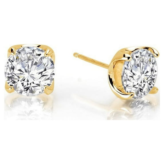 Lafonn Classic Sterling Silver Gold Plated Simulated Diamond Earrings (1.6 CTTW)