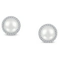 thumbnail image 1 of Lafonn Classic Sterling Silver Platinum Plated Lassire Pearl Earrings (0.61 CTTW), 1 of 5