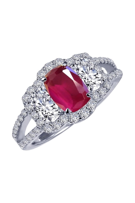 Classic Sterling Silver Platinum Plated Lassire Ruby Ring (2.19 CTTW)