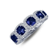 Lafonn Classic Sterling Silver Platinum Plated Lassire Sapphire Ring 2.05 CTTW