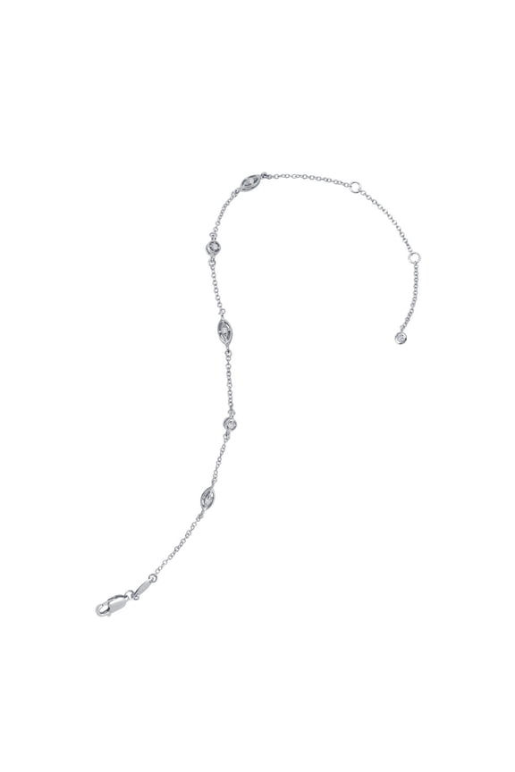 Classic Sterling Silver Platinum Plated Lassire Simulated Diamond Anklet (0.35 CTTW)