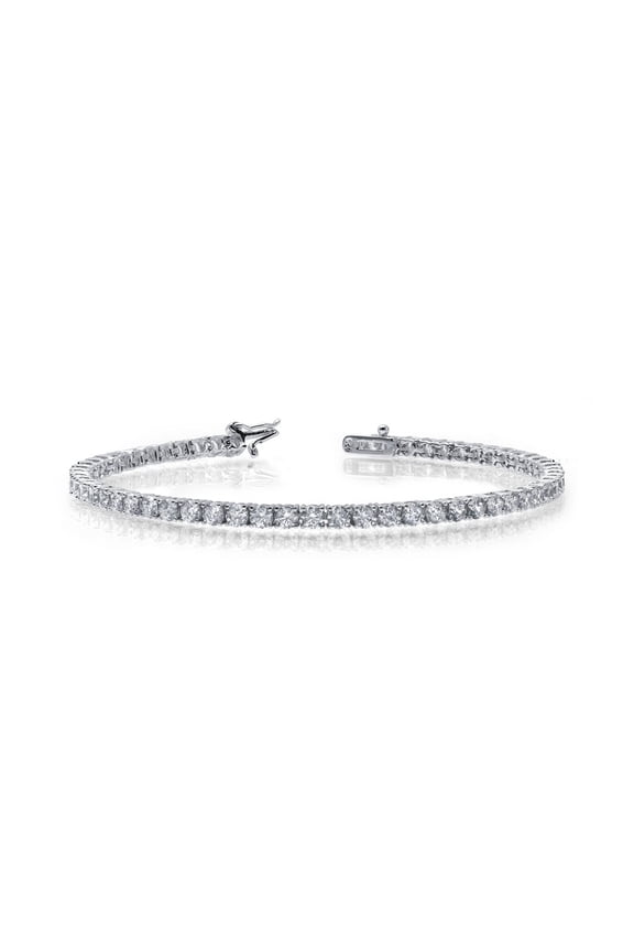 Classic Sterling Silver Platinum Plated Lassire Simulated Diamond Bracelet (3.25 CTTW)