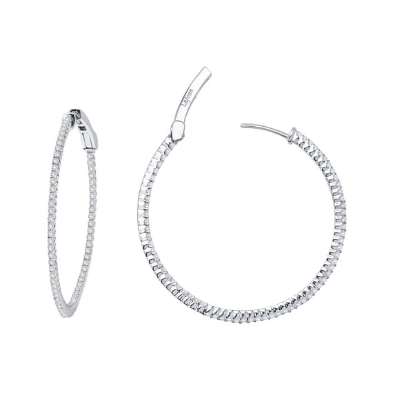 Lafonn Classic Sterling Silver Platinum Plated Lassire Simulated Diamond Earrings (1.36 CTTW)