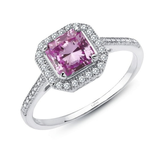 Lafonn Classic Sterling Silver Platinum Plated Lassire Simulated Diamond Pink Sapphire Ring (1.62 CTTW)