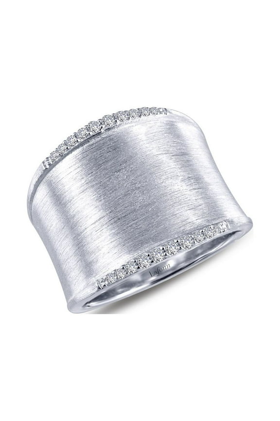 Classic Sterling Silver Platinum Plated Lassire Simulated Diamond Ring (0.2 CTTW)