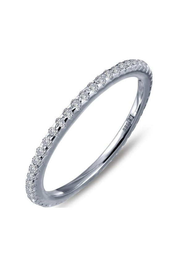Classic Sterling Silver Platinum Plated Lassire Simulated Diamond Ring (0.58 CTTW)