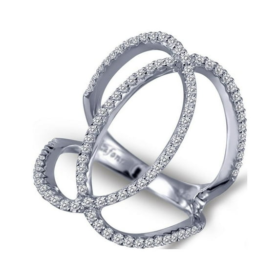 Lafonn Classic Sterling Silver Platinum Plated Lassire Simulated Diamond Ring (0.92 CTTW)