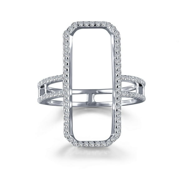 Lafonn Classic Sterling Silver Platinum Plated Lassire Simulated Diamond Ring (0.96 CTTW)