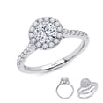 thumbnail image 1 of Lafonn Classic Sterling Silver Platinum Plated Lassire Simulated Diamond Ring (1.45 CTTW), 1 of 5