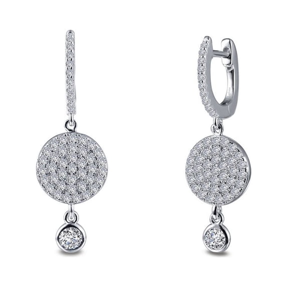 Lafonn Classic Sterling Silver Platinum Plated Simulated Diamond Earrings (1.72 CTTW)
