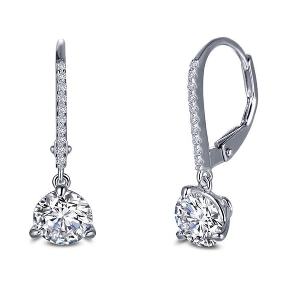 Lafonn Classic Sterling Silver Platinum Plated Simulated Diamond Earrings 2.28 (2.28 CTTW)