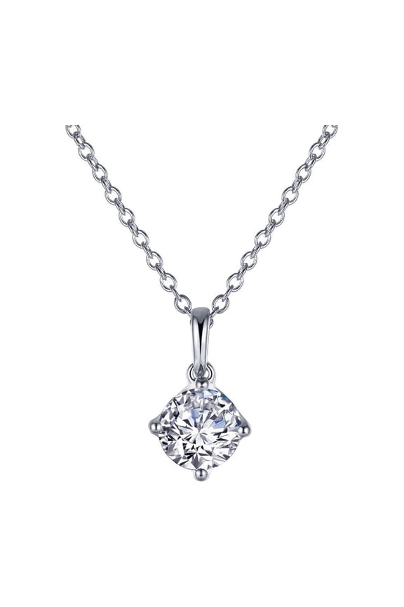 Classic Sterling Silver Platinum Plated Simulated Diamond Necklaces 1 (1 CTTW)