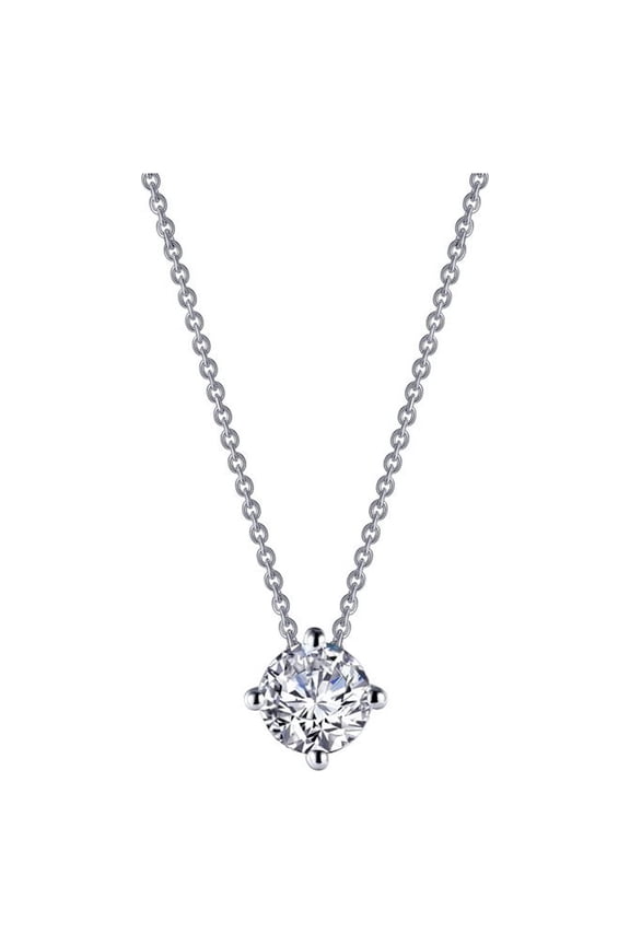 Classic Sterling Silver Platinum Plated Simulated Diamond Necklaces (1.3 CTTW)