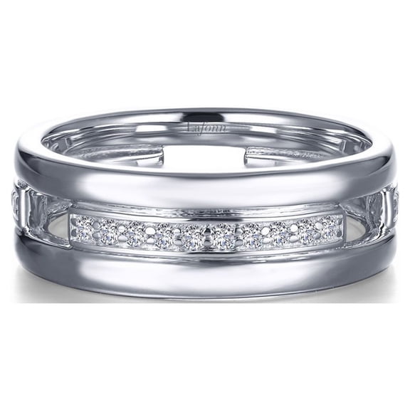 Lafonn Classic Sterling Silver Platinum Plated Simulated Diamond Rings 0.3 (0.3 CTTW)