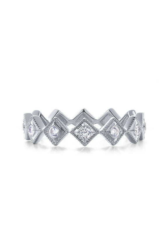 Classic Sterling Silver Platinum Plated Simulated Diamond Rings (0.36 CTTW)