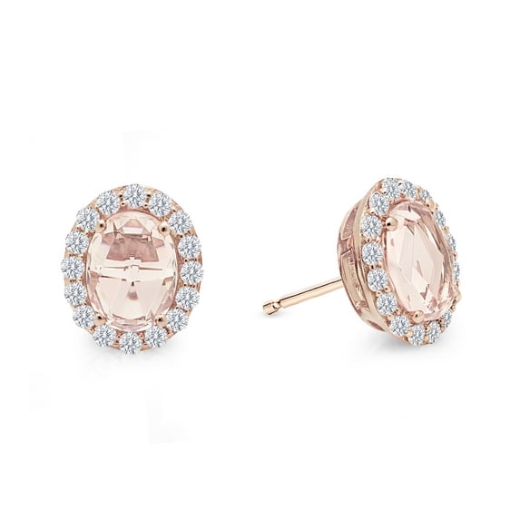 Lafonn Classic Sterling Silver Rose Gold Plated Morganite Earrings (2.9 CTTW)
