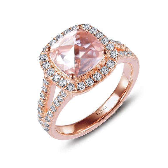 Lafonn Classic Sterling Silver Rose Gold Plated Morganite Ring (3.66 CTTW)
