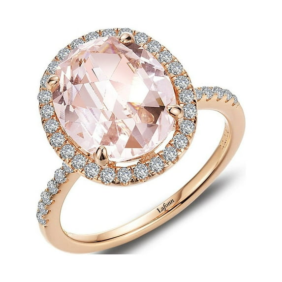 Lafonn Classic Sterling Silver Rose Gold Plated Morganite Ring (5.47 CTTW)