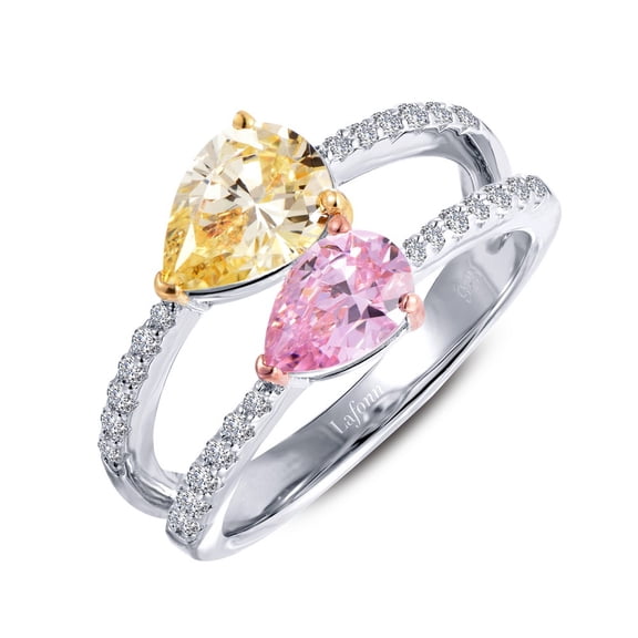 Lafonn Classic Sterling Silver TRI-COLOR Plated Canary Ring (2.1 CTTW)