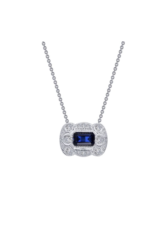 Heritage Sterling Silver Platinum Plated Lassire Sapphire Necklace (0.95 CTTW)