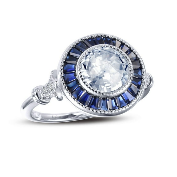 Lafonn Heritage Sterling Silver Platinum Plated Lassire Sapphire Ring (1.55 CTTW)