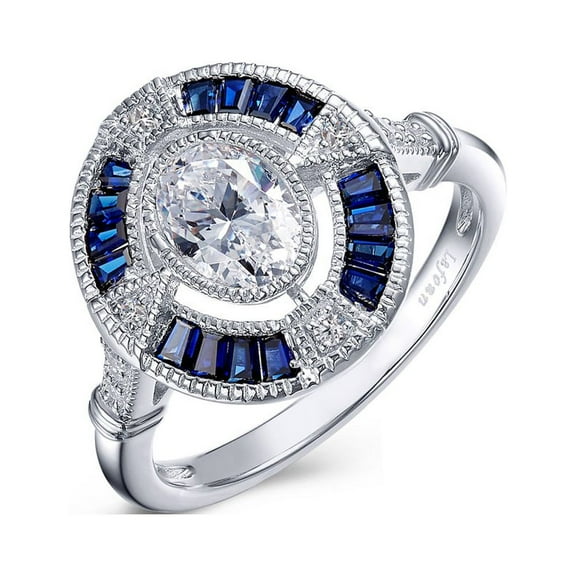 Lafonn Heritage Sterling Silver Platinum Plated Sapphire Rings (2.47 CTTW)