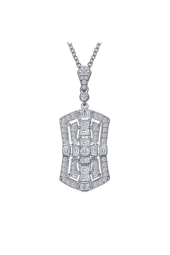 Heritage Sterling Silver Platinum Plated Simulated Diamond Necklaces (1.22 CTTW)