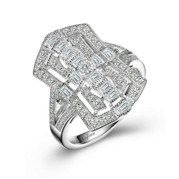 Lafonn Heritage Sterling Silver Platinum Plated Simulated Diamond Rings (1.57 CTTW)