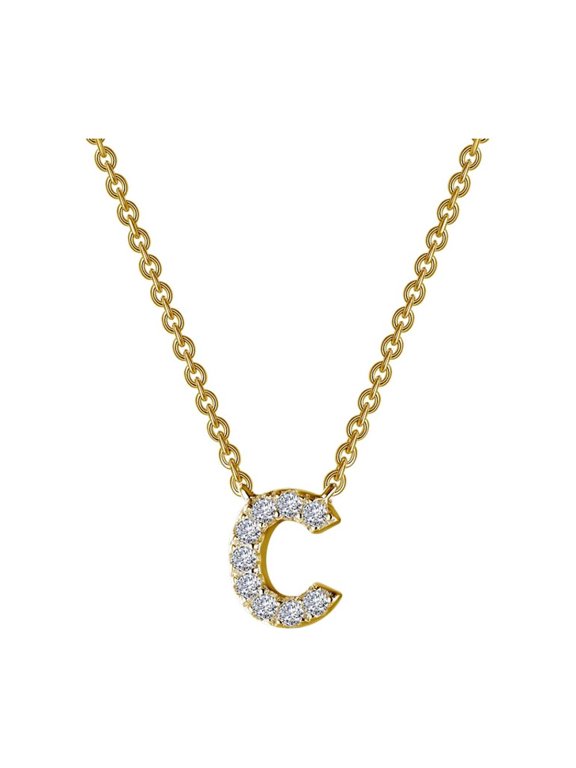 Initials By Rhonda Faber Green Sterling Silver Gold Plated Initial C Necklaces (0.36 Cttw)