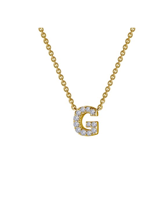 Initials By Rhonda Faber Green Sterling Silver Gold Plated Initial G Necklaces (0.38 Cttw)
