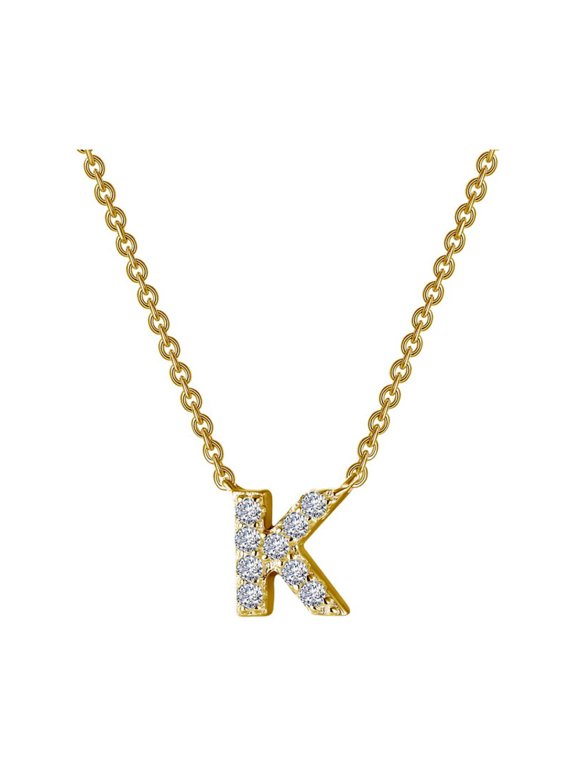 Initials By Rhonda Faber Green Sterling Silver Gold Plated Initial K Necklaces (0.38 Cttw)