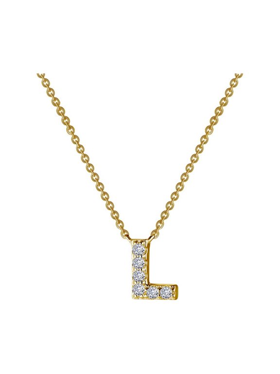 Initials By Rhonda Faber Green Sterling Silver Gold Plated Initial L Necklaces (0.34 Cttw)