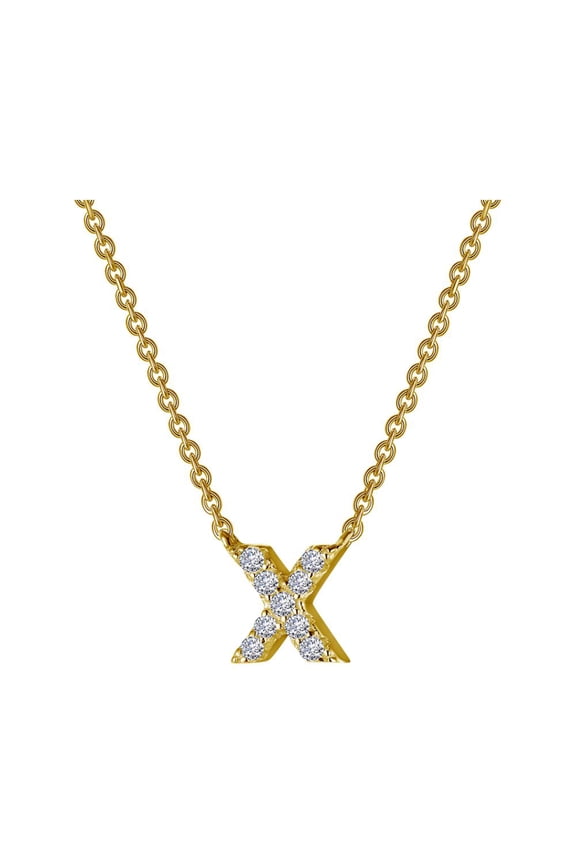 Initials By Rhonda Faber Green Sterling Silver Gold Plated Initial X Necklaces (0.36 Cttw)