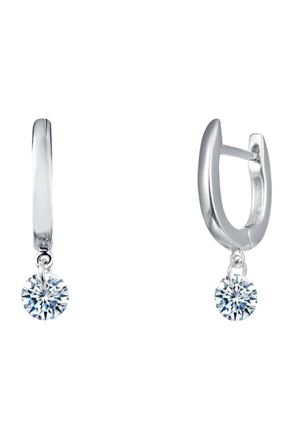 Lassaire In Motion Sterling Silver Platinum Plated Lassire Simulated Diamond Earrings (1 CTTW)