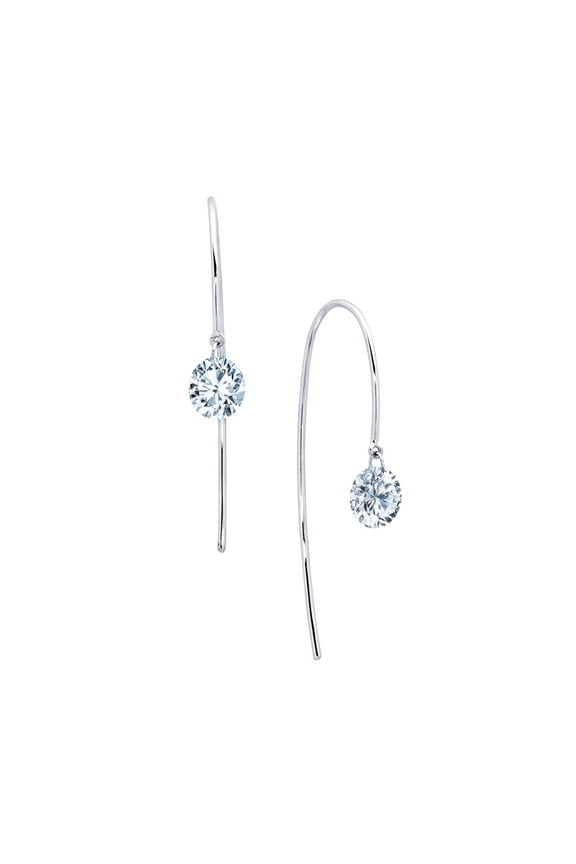 Lassaire In Motion Sterling Silver Platinum Plated Lassire Simulated Diamond Earrings (2 CTTW)