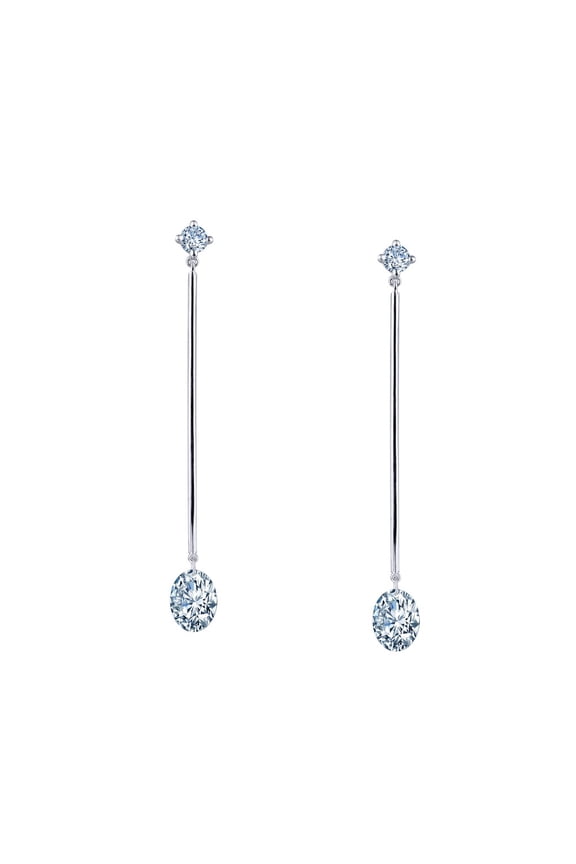 Lassaire In Motion Sterling Silver Platinum Plated Lassire Simulated Diamond Earrings (3 CTTW)