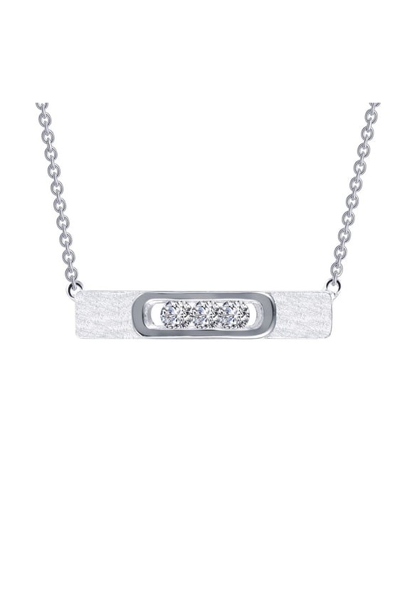 Lassaire In Motion Sterling Silver Platinum Plated Lassire Simulated Diamond Necklace (0.33 CTTW)