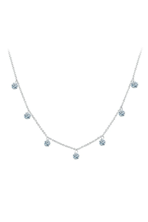 Lassaire In Motion Sterling Silver Platinum Plated Lassire Simulated Diamond Necklace (1.75 CTTW)
