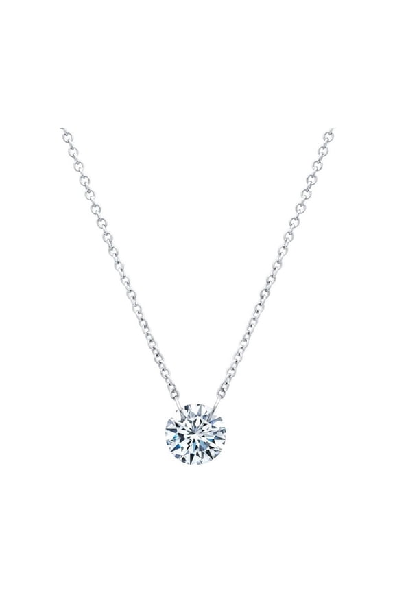 Lassaire In Motion Sterling Silver Platinum Plated Lassire Simulated Diamond Necklace (1 CTTW)