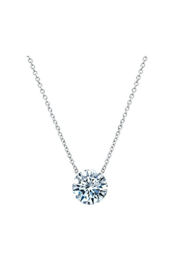 Lassaire In Motion Sterling Silver Platinum Plated Lassire Simulated Diamond Necklace (2 CTTW)