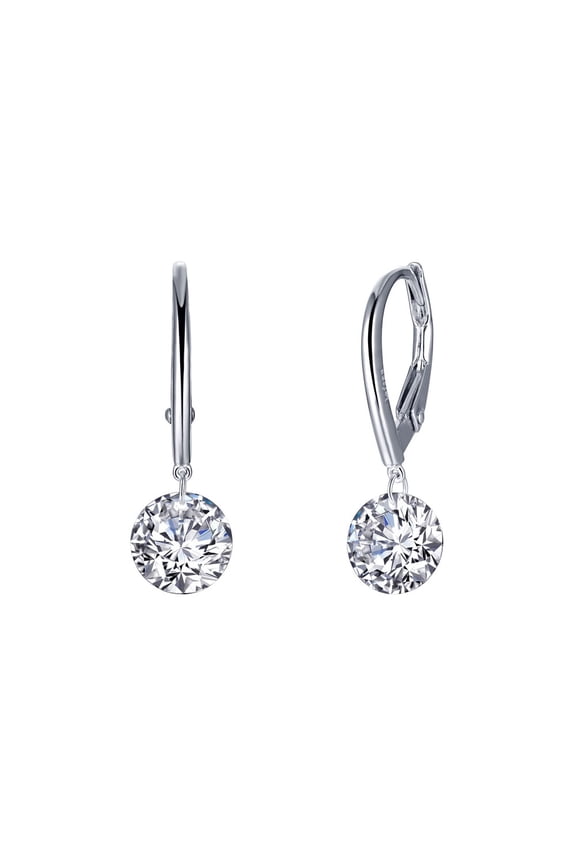 Lassaire In Motion Sterling Silver Platinum Plated Simulated Diamond Earrings (3.34 CTTW)